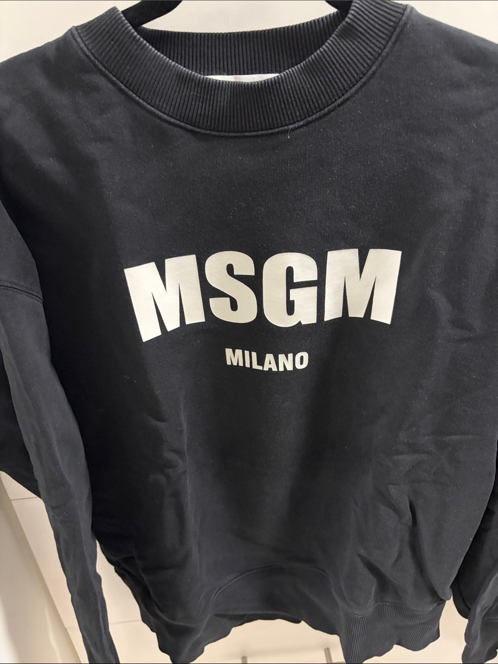 MSGM Black Sweatshirt with White MSGM Milano Print